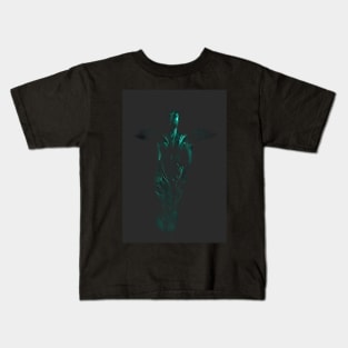 Glimpse of angel like creature. Beautiful girl. Dark, green, gray. More reflex. Kids T-Shirt